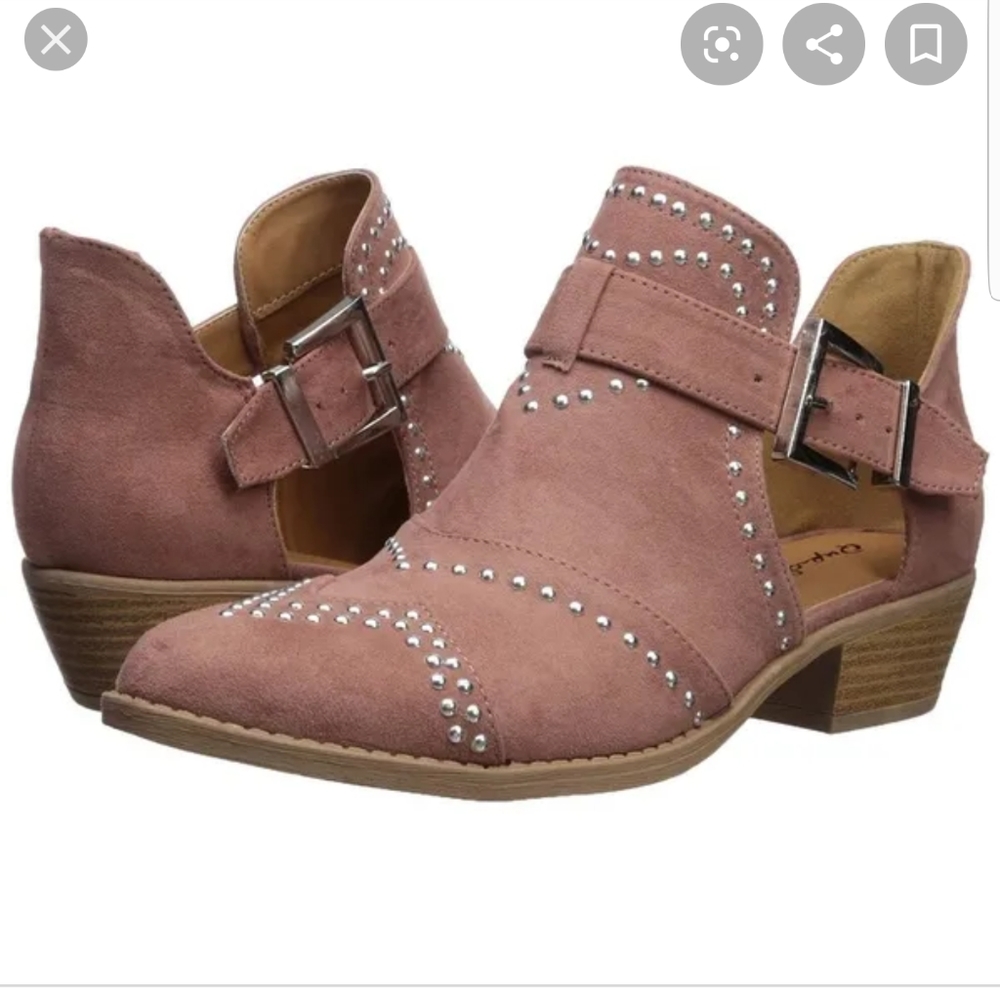 Dusty Pink Studded Buckle Booties